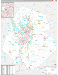 Austin-Round Rock Metro Area Wall Map Premium Style 2024